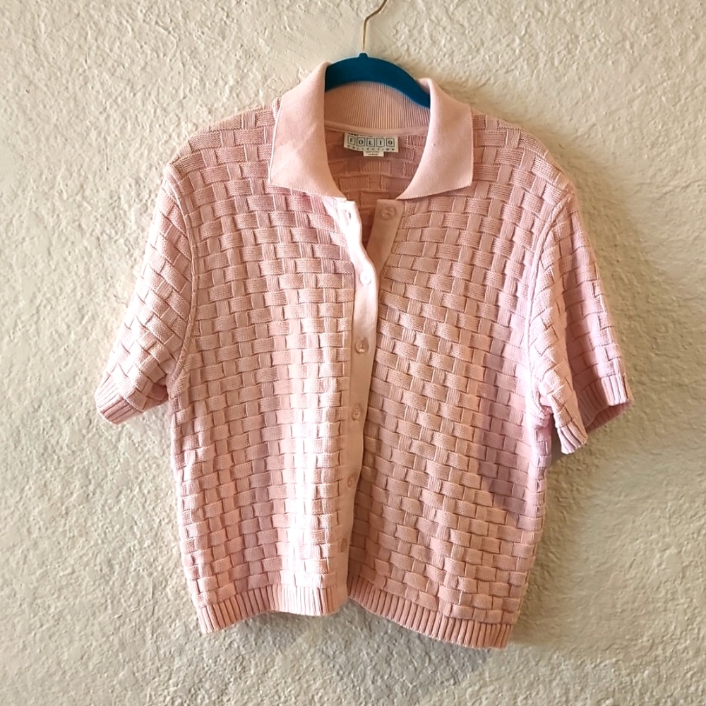 Folio Collection Women's Pale pink Knit Short sleeved Jacket